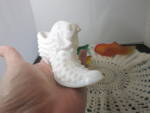 Fenton 1950s Slipper Shoe Cat Hobnail Milk Glass. <BR><BR>No chips, No cracks. You can feel the mold seam on the tip of the shoe from the making. No damages. <BR><BR>Length 6 3/4 inches X Height 3 inc...
