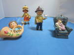 Vintage lot of four Christmas Ornaments Plastic by Wang Chair Hong Kong and China Boy Angel musical Hummel Excellent 1980s vintage plastic ornaments as follows;<BR><BR>1.  Boy Angel with instrument 2 ...