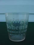 Advertisement Shot Glass for Mesinger's Bohemia located at 9 E. Genessee St. Buffalo, N.Y.  Excellent condition.  Would make a nice addition to one's Shot Glass collection.  Buyer to pay shipping & in...