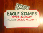 Vintage Eagle Stamps Advertising Sign.  Made of heavier Cardboard stock.  17 x 11 3/4" Some light edge/corner wear.  Overall very good condition.  Buyer to pay shipping.  