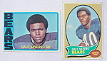 Pair of Gale Sayers Chicago Bears Football Cards.  From the years 1970 and '72.  The '70 Card does have some creasing across the top.  The '72 Card is very good/excellent.  Great for any fan of the Ch...