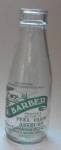J. BARBER PRODUCED & BOTTLED AT PEEL FARM ASTBURY PHONE: CONGLETON 273421  IMPERIAL PINT 568 ML 13MM WI 1148 RJ??? B7 THIS IS A FOREIGN MILK BOTTLE. UNITED KINGDOM BOTTLE. NO CHIPS OR CRACKS. MEASURES...