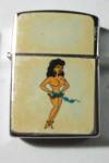 1960`S CARRIB JAPAN SEMI NUDE TOPLESS PINUP LIGHTER. NEW OLD STOCK. WHITE WICK. NICE SPARK. HEAVY FOXING ON THE DECALS FROM THE GLUE DRYING UP.NICE PINUP COLLECTIBLE. ADD $5.00 SHIPPED IN THE USA. REF...