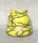 Carl Radke 2015 (Prototype #24) Yellow on Opal Double Twist with Vines Toothpick Holder:<BR><BR>This Carl Radke 2015 signed toothpick holder stands 2 inches tall. It is blown into a traditional 1880-1...