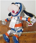 Disney Space Goofy bean bag with Mousketoys tag from Disneyland, is 7 to 8 inches in height, and is from about 1998. Goofy is ready to travel the universe dressed in his orange, navy, silver, and gray...