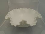 Fenton Milk Glass Double Crimped Hobnail 11 in. Bowl Signed. A beautiful mint bowl from Fenton. Signed. 