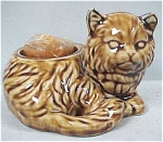 Brown Cat Candle Holder, 2 3/4" high.  "Our Own Import Japan" sticker, excellent condition, candle still in original wrapper.