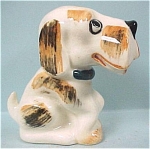 Occupied Japan Ceramic Sitting Dog, 3 3/8" high.  Glaze craze, no chips or damage. <BR>