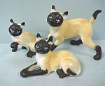 1960s Miniature Bone China Matte Siamese Family, largest is 2 3/16" high.  Unmarked, excellent condition. <BR>