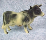 1960s Japan Ceramic Cow Salt Shaker Single, 2 5/8" high.  Cold painted, some tiny cold paint wear specks.  
