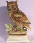 1960s Japan Ceramic Owl on Base, 5 3/4" high.  Cold painted (not fired), paint chips on neck, otherwise excellent condition. 