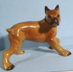 1950s Arnart Japan Pottery Boxer Dog, 3 1/8" high, colored clay, excellent condition.