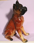 1950s/1960s Boxer Dog, 8" high, Japan copy of a Robert Simmons figure.  Light glaze craze visible on light areas, otherwise excellent condition. 