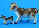 Miniature Bone China Japan Cow and Calf, 1 3/4" high, excellent condition. 