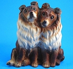 1960s Japan Ceramic Collie Pair Figurine, 5 1/4" high.  Cold painted, 7-8 small paint rubs, no chips or damage. 