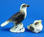 Miniature Bone China Eagle and Chick, 1 5/8" high, excellent condition. 