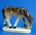 Small Japan Ceramic Brown Grazing Horse, 3 3/8" high.  No quality, but, no damage. 