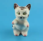 Japan Ceramic Tabby Cat Salt & Pepper Shakers, 3 1/2" high, excellent condition. 