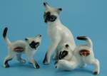Miniature Bone China Siamese Cat and Kittens, mom cat is 2 3/8" high, excellent condition. 