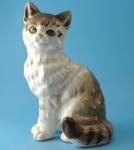 1950s Pottery Japan Sitting Cat, 5" high, excellent condition. 