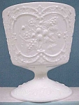 Fenton Milk Glass compote / vase, 6 1/2" high, marked Fenton, berry design, excellent condition.