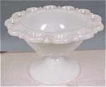 Anchor Glass Milk White Lace Edged Glass Footed Dish, 3 1/8" high x 5" across, excellent condition with label. <BR>
