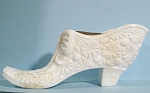 Milk Glass Daisy and Button Shoe, 2 3/8" high x 5 3/4" long.  Unmarked, excellent condition. 