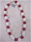 Freirich by Marie Cartou Red & White Plastic Bead 18" Necklace, excellent condition.