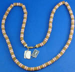 Castlecliff Cork Necklace, 29" long, pink and white plastic accent beads, new with tag. 