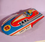 Japan Tin Swift Boat Friction Toy, 4 1/4" long, light wear. 