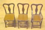 Offering this vintage Tootsie Toy doll house  chairs, a total of 3 (three), made of diecast metal and painted brown, one is an arm chair. Nicely detailed back to appear like a common style in the 1940...