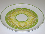 This 12" round platter is in excellent, clean, like new condition. It has no chips, cracks or utensil marks. No signs of use.<BR><BR>This vintage pattern from the 1970's has shades of green and y...