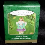 2000 Hallmark "Celestial Bunny" Miniature Christmas Ornament. This ornament is made of fine porcelain. Ornament is still in box. FREE SHIPPING WITHIN USA!!!