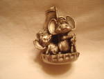 This is a Hallmark Hudson Cheddar Mice Pewter Figurine. It is marked Hudson Pewter Cheddar and Co. Made in USA Hallmark Cards. It is 1.75" tall and is in good condition, no damage.
