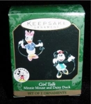 1999 Girl Talk Miniature Hallmark Ornament. Set of 2 ornaments. Minnie Mouse and Daisy Duck. Still in box. FREE SHIPPING WITHIN USA!!!