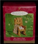 2001 Mrs. Claus's Chair Hallmark Ornament. This handcrafted ornament is still in the box. FREE SHIPPING WITHIN USA!!!