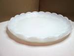 Vintage Milk Glass Anchor Hocking Diamond rim and smooth cake plate, with a scalloped ruffled top. back is diamond designed with a daisy like center. Very good condition. price is for one. 