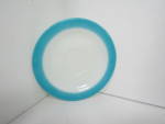 Vintage Corning Pyrex Turquoise Saucer, milk glass white with turquoise rim. Very good used condition. Pyrex,made in U.S.A. on back. Price is per plate<BR> 