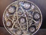 Anchor Hocking Crystal Early American Pressed Cut Glass Round Plater, in the star pattern by Anchor Hocking. Plater has a scalloped\sawtooth edging and is 1.25" by 11". Very good condition. ...