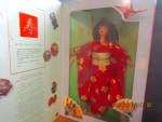 Happy New Years Barbie From Japan, black hair 11.5" doll dressed in red and gold kimono. Very good condition,comes in original box.