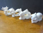 Vintage Milk Glass White Animal Napkin Rings, rabbit, cow, dog and bear. Very good condition, price is for set of 4, Marked on the bottom Japan. 