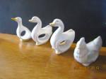 Vintage Milk Glass White Animal Napkin Rings, chicken, duck, and 2 swans. Very good condition, price is for set of 4.