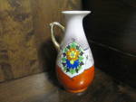 Vintage Japan Luster Oil/Vinegar Cruet,gray and orange with orange,yellow and blue flowers.Good  Used condition,no chips or cracks,price is for one.Some ware to Gold trim. Marked on bottom.<BR>