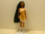 Disney Fashion Doll Pocahontas Princess long black hair, brown eyed doll. Movable head, waist, arms and legs. She is dressed in original outfit and is wearing white boots.   Comes with its own white s...