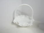Fenton Hobnail Milk Glass Double Crimped Rim Basket, 7" tall and 7.5" wide. Very good condition no chips or cracks. Beautiful Fenton to use or to display.