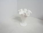 Vintage Fenton Hobnail Miniature Milk Glass Footed Vase. Vase is 4" tall, 3.5" across. Has double crimped edging around top of vase. Very good condition. No chips or cracks. Very elegant.  