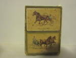 Vintage Standard Playing Cards Horse & Buggy Racing Prints, two full decks with two different designs, American Trotting Horse and Hackneys. Good used condition comes in original case, which is in poo...
