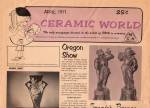VINTAGE   APRIL ~ 1971  OOP<BR><BR>CERAMIC WORLD ISSUE APRIL, 1971<BR>~42 YEARS OLD<BR>~12 PAGES<BR>~SIZE- 11 INCHES  WIDE X <BR>       17 INCHES LONG<BR>~COMPLETE<BR>~PAPER IS IN GOOD CONDITION FOR I...