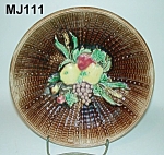 This splendid Majolica Fruit on Basketweave Bowl is 2" deep and 8" 3/4" in diameter. The background color in the photo is not true. The true color is rich browns! Beautiful! This is not...