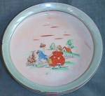 Featured for your enjoyment is a very old childs bowl. It has Jack and Jill inside. They are carrying their pail of water. Peach luster inside and teal luster outside. Maroon ring around the white ex...